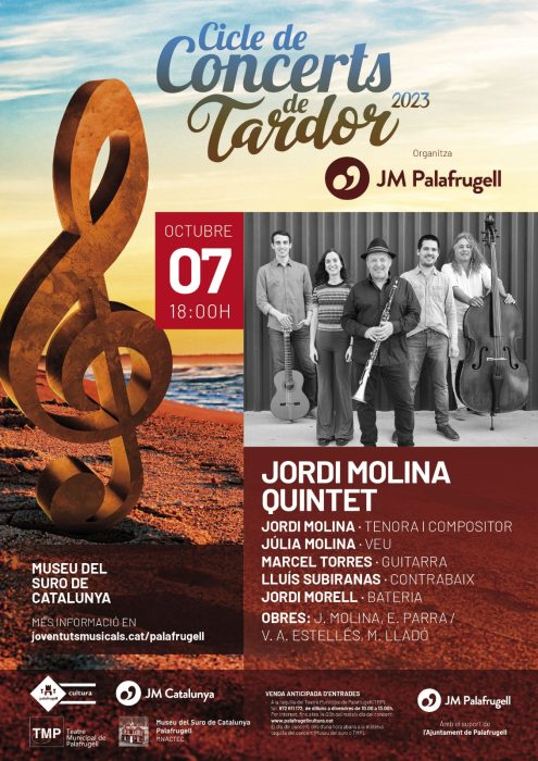 Jordi Molina Quintet interpretarà peces de tenora en un concert de Joventuts Musicals