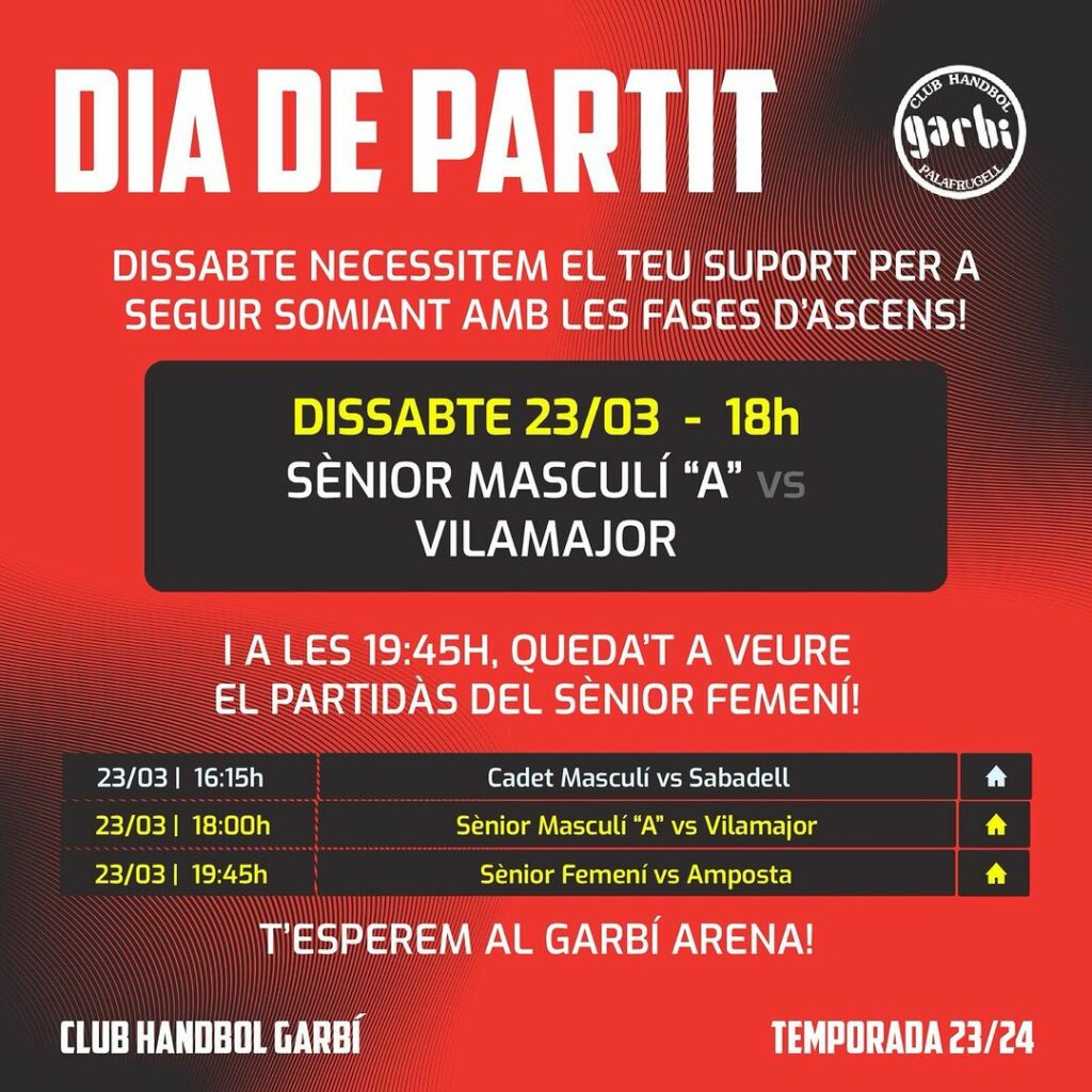 El Club Handbol Garbí anima l'afició a anar al Garbí Arena