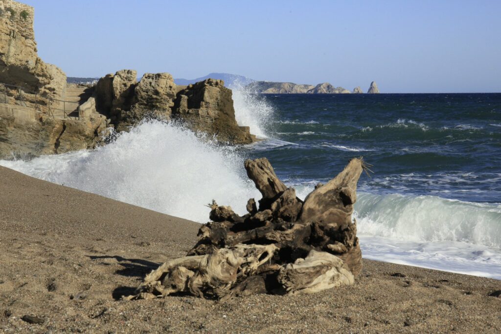 Temporal marítim amb les illes Medes al fons