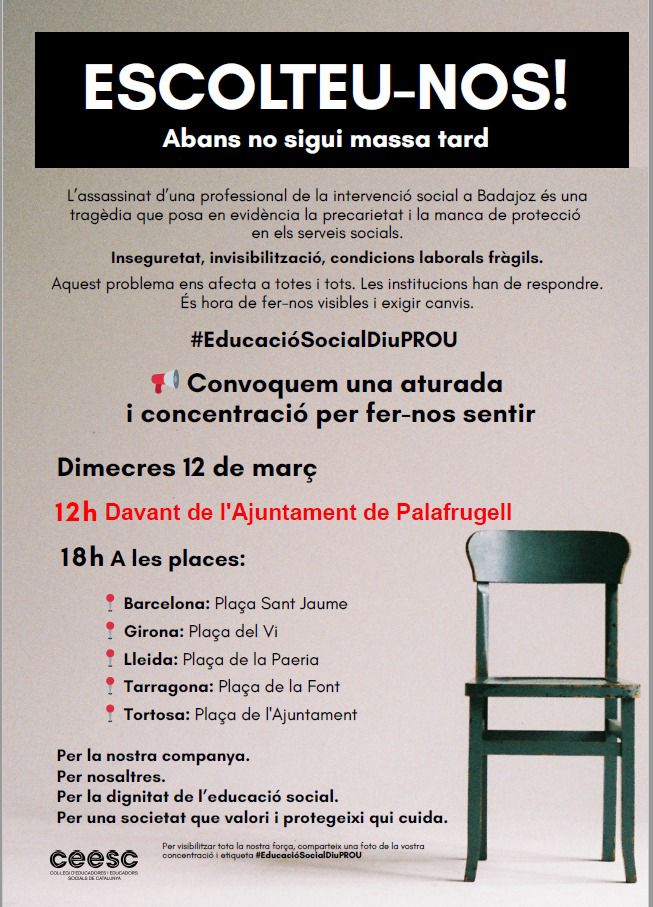 Minut de silenci en record a l'educadora social