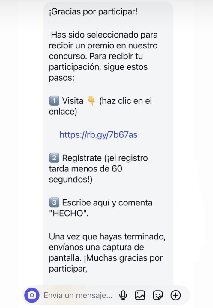 Missatge fals que envien suplantant la identitat del Mercat