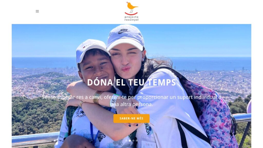 Pantalla d'inici del web del Projecte Rossinyol