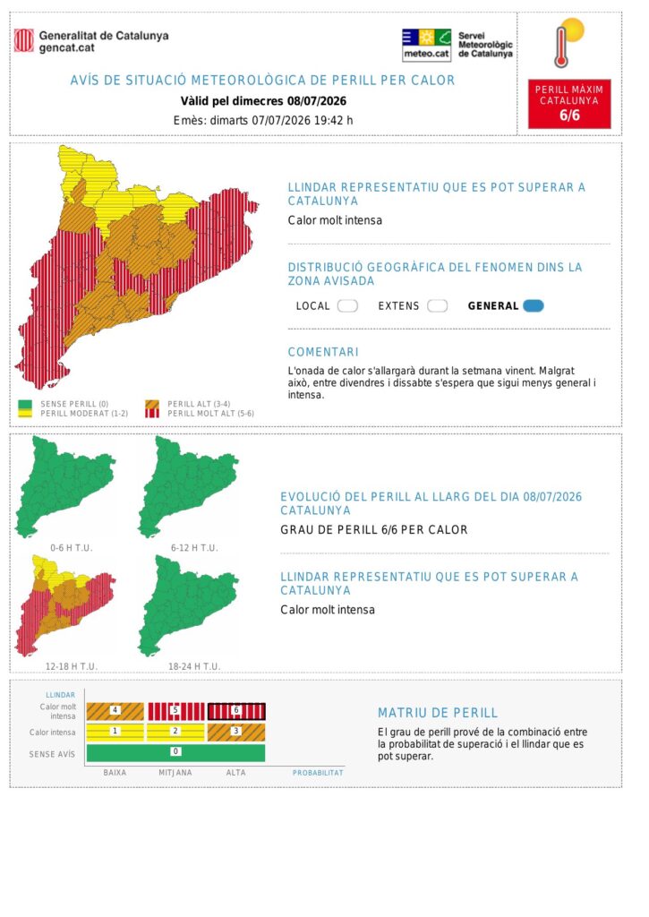 Alerta per calor 08-07-2026
